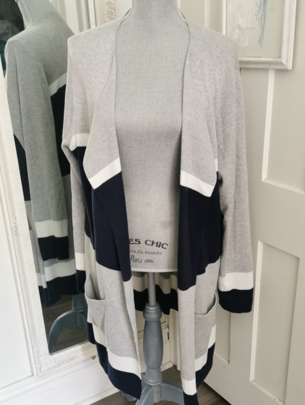 Womens Laura Colorblock Beachy Boho Open Front Women's Cardigan Sweater. XXL